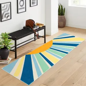 Runner Rug 2x6 for Hallways Entryway Indoor Washable Kitchen Runner Rugs Boho Runner Rugs for Bedroom Non-Slip Carpet Mat for Bathroom Entrance Living Room, Blue