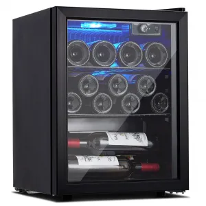 16 Bottle Mini Wine Fridge, Wine Cooler Temperature Adjustment Range 40~61°F, Wine Fridge Small with Triple Pane Clear Glass Door, Wine Coolers for Home