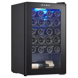 24 Bottle Wine Fridge, Wine Cooler with 40~61°F Digital Temperature Adjustment, Freestanding Wine Refrigerator for Red, White and Champagne