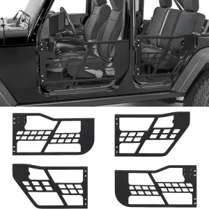 Off-Road Safari Tubular Doors Compatible with Jeep Wrangler JK 2007-2018 (4-Door Only) - Set of 4 Half Tube Doors for Offroad Trail Adventure (Not Include Mirrors)