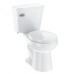 Two Piece Toilet Round ADA 17.5" Height, Side Press Flush Split Toilet with Under-Locking Lid, 1.28 GPF Powerful Flushing cUPC Certified Toilets for Bathroom, White