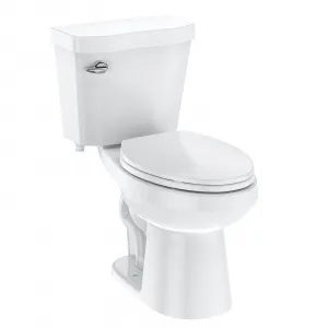 Two Piece Toilet Elongated ADA 17.5" Height, Side Press Flush Split Toilet with Under-Locking Lid, 1.28 GPF Powerful Flushing American Standard Toilets for Bathroom, White