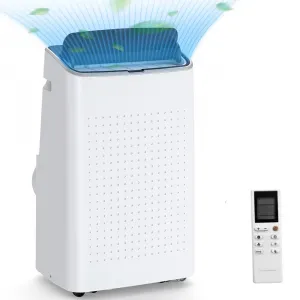 14000 BTU Portable Air Conditioner with Remote Control for Room Up to 700 Sq.Ft., Ultra Quiet Free Standing 3-In-1 Cooling AC Unit with Dehumidifier Multi-Speed Fan, Black