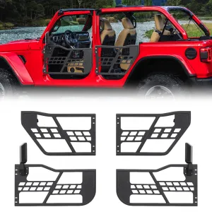 Off Road Safari Tubular Doors Compatible with 2018-2023 Wrangler JL 4 Door - Set of 4 Fat Tube Half Doors for Adventure