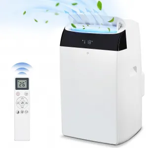 14,000 BTU Portable Air Conditioner with Dehumidifier & Fan, Portable AC Units Cools up to 750 Sq. Ft., Remote Control, Auto Swing, Sleep Mode, White Top