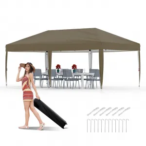 10x20 Pop Up Canopy Tent Outdoor Waterproof UV Protection Heavy Duty Metal Frame No Sidewalls Brown for Camping & Events