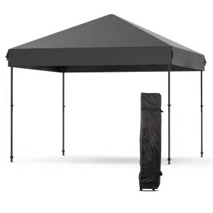 10'x10' Pop-Up Canopy Tent - Easy One-Person Setup Portable Shelter with 4 Stakes, 4 Ropes & 4 Sandbags for Patio & Outdoor Activities, Black