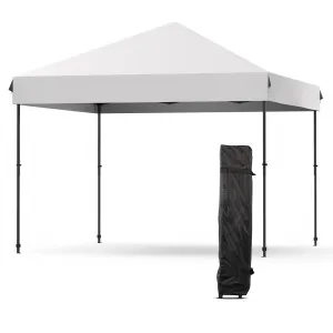 10'x10' Pop-Up Canopy Tent - Waterproof Portable Sun Shelter with Roller Bag, Sandbags & Stakes for Picnic, Camping & Outdoor Events, Grey