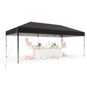 10'x 20' Pop up Canopy Tent with 210 D Oxford Fabric, Portable Instant Commercial Canopy Including 12 Stakes 6 Sandbags for Farmers' Market, Wedding Event, Outdoor Camping, Black