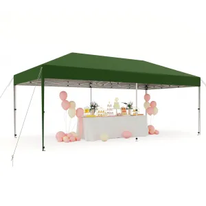 10' X 20' Pop up Canopy Tent with 210 D Oxford Fabric, Portable Instant Commercial Canopy Including 12 Stakes 6 Sandbags for Farmers' Market, Wedding Event, Outdoor Camping, Green
