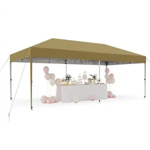 10'x 20' Pop up Canopy Tent with 210 D Oxford Fabric, Portable Instant Commercial Canopy Including 12 Stakes 6 Sandbags for Farmers' Market, Wedding Event, Outdoor Camping, Khaki