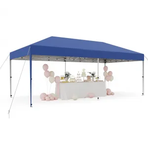 10' X 20' Pop up Canopy Tent with 210 D Oxford Fabric, Portable Instant Commercial Canopy Including 12 Stakes 6 Sandbags for Farmers' Market, Wedding Event, Outdoor Camping-Blue