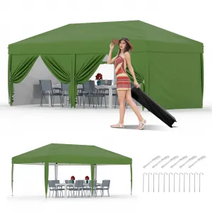 10x20 Pop Up Canopy Tent Outdoor Waterproof UV Protection Heavy Duty Metal Frame Foldable with Carry Bag for Camping Events