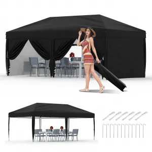10x20 Pop Up Canopy Tent – Waterproof Portable Outdoor Gazebo with 4 Sidewalls, Sandbags, Adjustable Heights for Camping & Parties