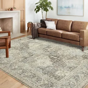 Boho Tribal Area Rug 6x9 Washable Rugs Large Rug for Living Bedroom Rug Distressed Oriental Non-Slip Non-Shedding Print Floor Carpet for Dining Room Home 6'x9' Taupe