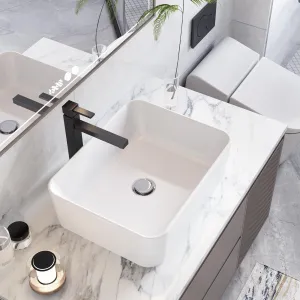 Bathroom Vessel Sink, Countertop Bathroom Sink, Ceramic Vessel Sink, Rectangular Bathroom Vanity Vessel Sink, White 18.7 * 14.76 * 5.31inch