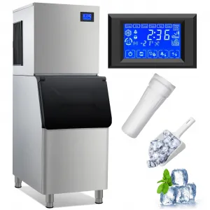 350LBS/24H Commercial Ice Maker Freestanding Ice Machine 310lbs Storage for Coffee Shop Business Restaurant 14X15 Ice Cube