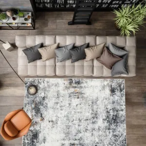 Abstrct Grey 5x7 Rug, Anti-Slip Backing Abstract Area Rug, Stain Resistant Rugs for Living Room, Kids Room, Foldable Machine Washable Area Rug