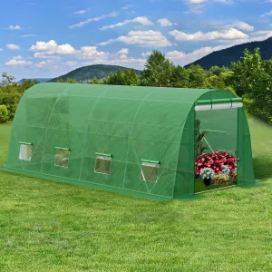 20*10*6.6ft Large Walk Greenhouse Heavy Duty Outdoor，Portable Hot Plant Garden,Plant Hot House， Tunnel Greenhouse with PE Cover,Roll-up Zipper Door& Galvanized Steel Frame