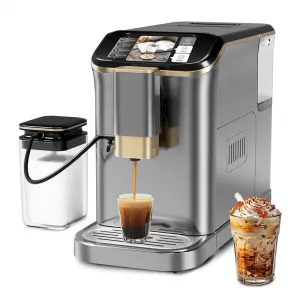Best fully automatic espresso machine, Espresso Coffee Machines With Milk Frother Steam Wand, Insulated Milk Container for Cappuccino, Latte, Espresso Maker (20 bar, Gold)