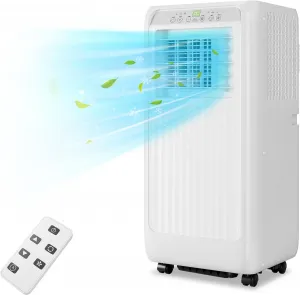 Portable Air Conditioner, 10,000 BTUs Portable AC Unit Modes with Fan & Dehumidifier, Fast Cooling for Rooms Up to 450 Sq. Ft, Quiet 51dB, Easy Setup Installation Kits for Home