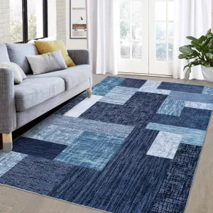 Machine Washable Area Rug 5x7 Modern Geometric Area Rug for Living Room Bedroom Contemporary Patchwork Non-Slip Stain Resistant Accent Rug Carpet for Home Decor Floor Decoration