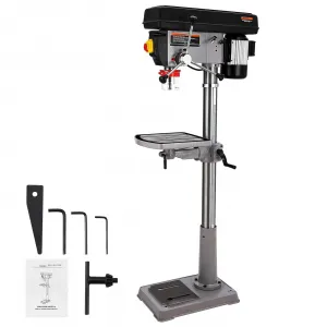 17 Inch 12A Floor Drill Press, 200-3630 RPM, 0-45 Gegree Table