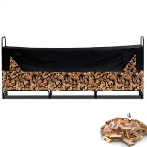 12.5FT Outdoor Firewood Rack with Waterproof Cover – Heavy Duty 3/4 Cord Log Holder for Fireplace, Patio & Indoor/Outdoor Storage (150"x47"x14")