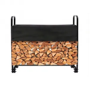 4.3FT Outdoor Firewood Rack with Cover, 1/4 Cord of Firewood, Heavy Duty Firewood Holder & Waterproof Cover for Fireplace, Patio, Log Storage Rack for Firewood 50in*47in*14in Outdoor Indoor