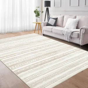 Washable Area Rugs 4x6 Rug for Living Room Bohemian Rug Soft Rug Throw Rugs for Bedroom Rug Modern Rug Moroccan Rug Geometric Nursery Rug Classroom Rug No Shedding Carpet Brown 4'x6'