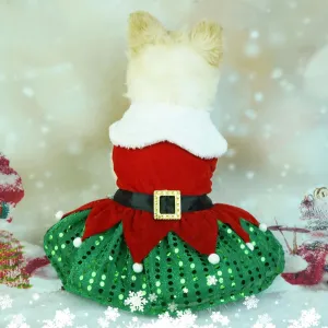 Dog Christmas Dress 3 Decorative Buckle Design Soft Comfortable Fleece Pet Clothes for Small Medium Large Dogs M Christmas red