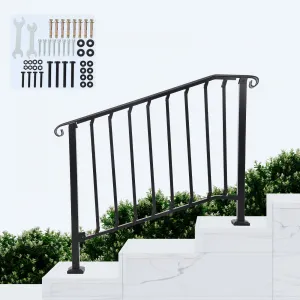 Adjustable 3-4 Steps Handrail with Kit for Outdoor Stairs