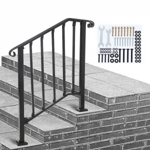 Outdoor Stair Railing, Fits Various Steps, with Installation Kit