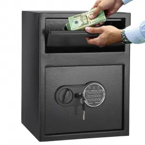 1.10 Cu.Ft Depository Safe with Digital Keypad, Heavy Duty Steel Anti-Fishing Drop Safe with 2 Emergency Keys, Fireproof Anti-Pry Money Box for Business, Retail and Office