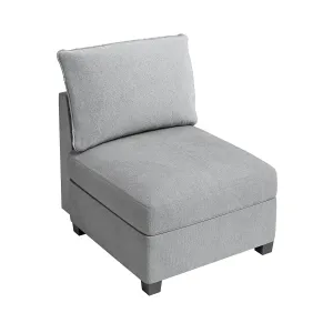 Middle Module Seat for Modular Sofa Sectional Couch with Storage, Customizable Sectional Sofa Couch Accent Armless Chair, Linen Fabric, Grey