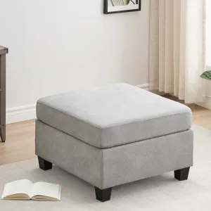 Square Ottoman Module for Modular Sectional Sofa, Storage Ottoman Footrest and Seat Cube for Living Room Apartment Lounge, Grey