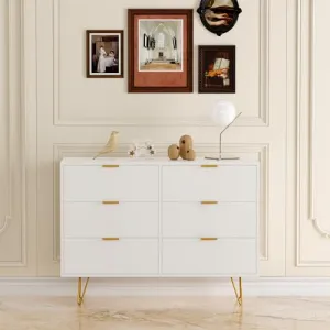 - Cómoda de madera de 4 cajones color blanco, moderno, con asas de metal, color dorado, pequeño clóset de almacenamiento, clóset organizador para recámara, pasillo, sala de estar