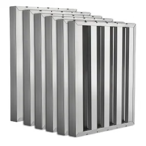 19.5x19.5" Range Hood Filters, 430 Stainless, 5 Grooves, 6-Pack - 19.5W x 19.5H