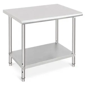 36"L x 24"W x 35"H Stainless Steel Work Table - NSF Certified Heavy-Duty Double-Tier Metal Trolley for Food Prep, Kitchen, Restaurant, and Commercial Workstations