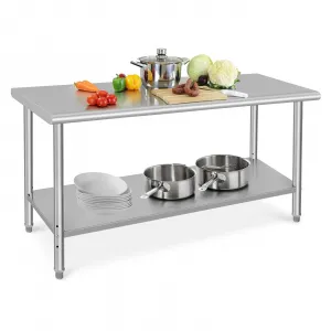 60"L x 24"W x 35"H Stainless Steel Prep Table - NSF Certified Heavy-Duty Commercial Table with Undershelf for Kitchen, Outdoor Cooking, Dining Room, Garage, and Laundry Room