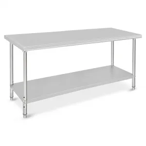 72"L x 30"W x 35"H Stainless Steel Work Table - Heavy-Duty Double-Tier Workbench for Food Prep, Kitchen, Restaurant, and Commercial Use