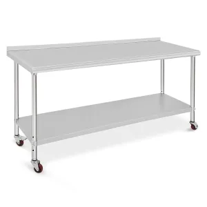 72"L x 30"W x 35"H Stainless Steel Table Heavy Duty Double Tier Worktable Ideal for Food Prep Kitchen Restaurant and Commercial Workstation