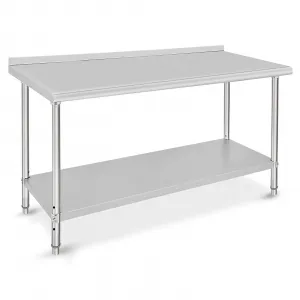 60"L x 24"W x 35"H Stainless Steel Worktable with Backsplash and Undershelf Ideal for Food Prep, Kitchen Restaurant Garage Commercial Use Silver
