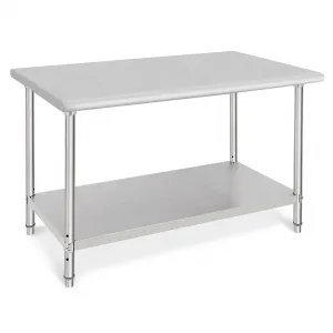 48"L x 30"W x 35"H Stainless Steel Worktable - Heavy-Duty Table with Undershelf for Food Prep, Kitchen, Restaurant, Garage, and Home