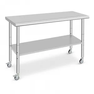 60"L x 24"W x 35"H Stainless Steel Work Table - Heavy-Duty, NSF Certified, Rust-Resistant with Adjustable Feet & Casters, Perfect for Restaurants and Homes