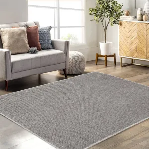 Washable Rug 5x7 Modern Rug Solid Low Pile Area Rug Contemporary Textured Area Rugs for Living Room Bedroom Farmhouse Non-Shedding Foldable Rug Dining Room Nursery Home Office Khaki