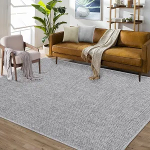 Area Rug 5x7 Modern Solid Textured Machine Washable Rug Contemporary Carpet Rug Foldable Stain Resistant Non-Slip Accent Rug for Living Room Farmhouse Dining Table Decor, Light Grey