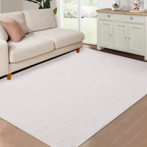 Cream White 8x10 Area Rug for Living Room Machine Washable Area Rug Modern Solid Textured Rug Chenille Indoor Carpet Easy-Cleaning Foldable Rug Boho Non-Slip Throw Carpet for Bedroom