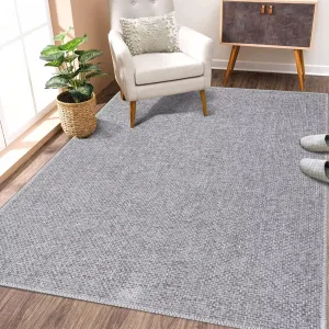 Boho Area Rug 3x5 Solid Entryway Mat Washable Rug Indoor Low Pile Area Rug Casual Contemporary Solid Easy-Cleaning Bedroom Kitchen Living Room Rug Non-Slip Foldable Accent Rug Light Grey