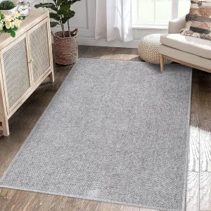Area Rug 2x3 Modern Solid Small Washable Rug Chenille Front Door Doormat Indoor Foldable Floor Cover Entryway Door Mat Boho Non-Slip Welcome Mat for Living Room Bedroom Bedside Light Grey